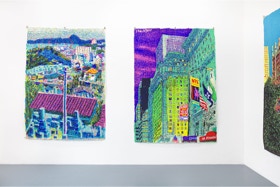 BIG LANDSCAPES (New york and NAGASAKI) Gouache auf Aquarellpapier  240 x 175 cm